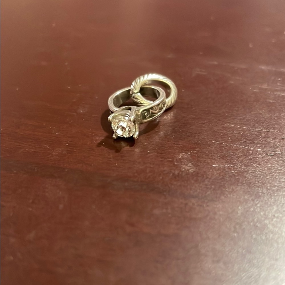 Beightin Silver engagement Ring charm with Clear Stone